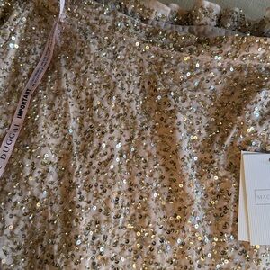 Mac Duggal Champagne Sequin Mermaid Skirt - medium